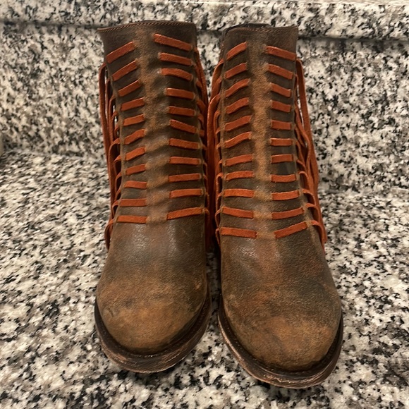 Corral Ankle Fringe Booties boots leather zip size 7 - Picture 2 of 4